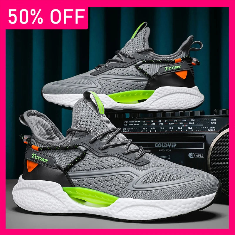 Mens Running Shoes 2026 New High Quality Lightweight Mesh Thick Sole Cushioning Fashion Lace Up Unisex Walking Casual Sneakers