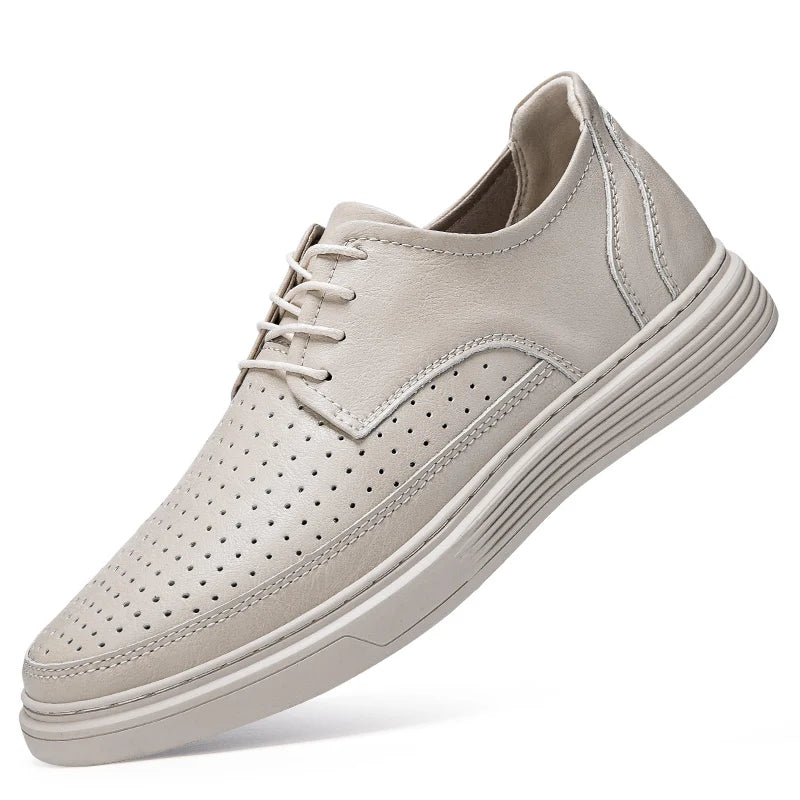 Summer Autumn Mens Lace Up Leather Casual Shoes Men Fashion Flat Shoes Big Size 47 48 Breathable Comfortable
