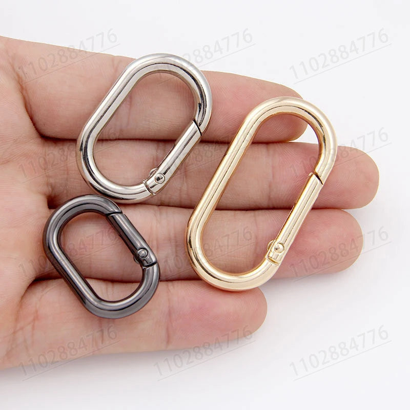 2PC Oval Spring O Ring Openable Leather Bag Handbag Strap Buckle Connect Keyring Pendant Key Dog Chain Snap Clasp Clip Carabiner
