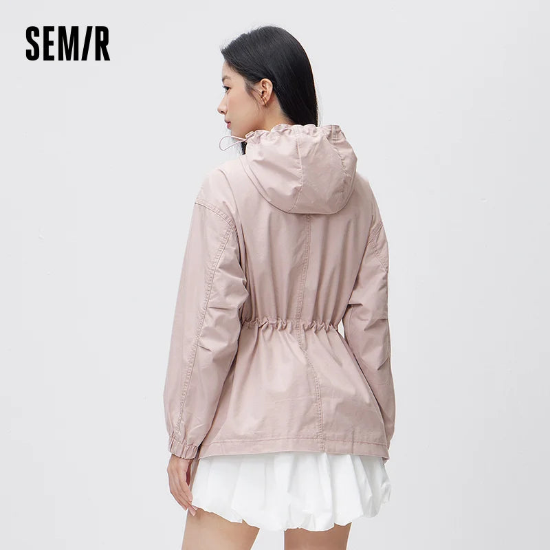 Semir Retro Jacket Women 2026 Spring Denim Casual Loose Waist Cinched Fashion Stylish Vintage Outerwear Top