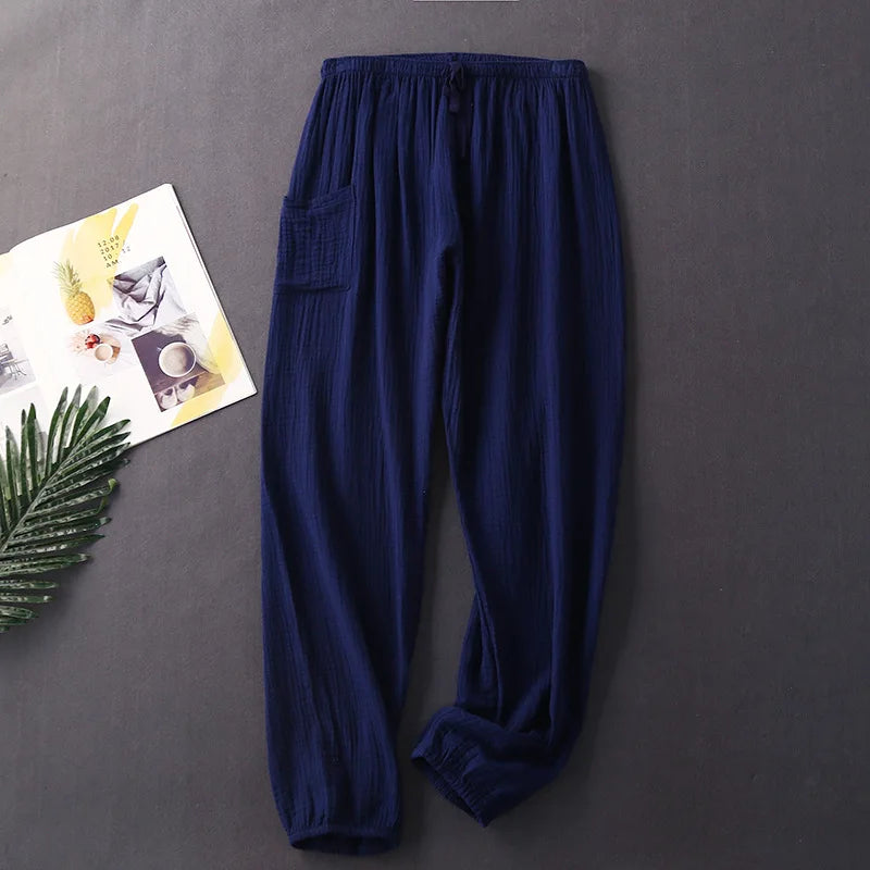 Cotton Crepe 100% New Pajamas Pant For Women Casual Spring Autumn Home Wear Trousers Large Size Night Ladies Pijamas Pants