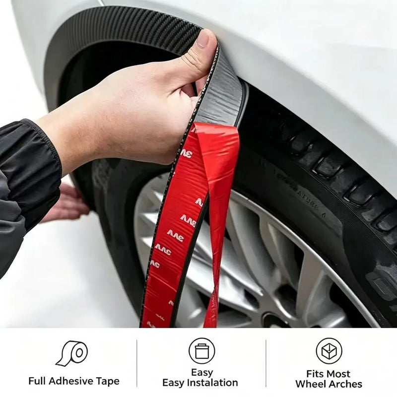 Universal Carbon Fiber Car Fender Flares Self-Adhesive Rubber Wheel Eyebrow Anti-Scratch Anti-Collision Protector Trim Strip