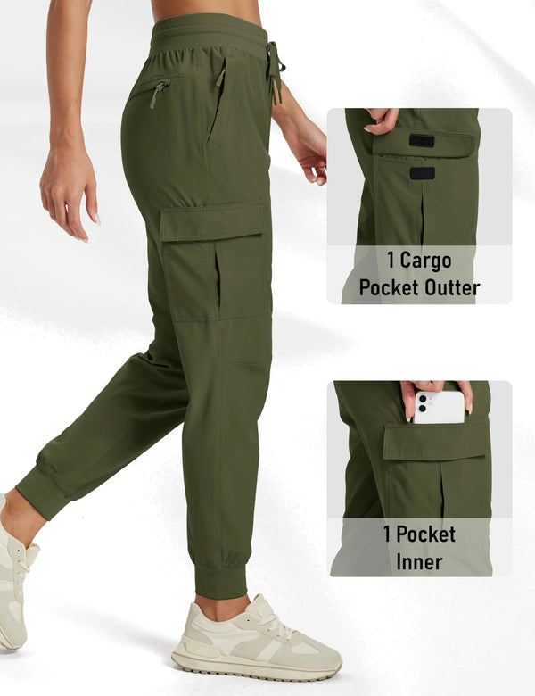 TACVASEN Quick Dry Waterproof Hiking Pants Women's Lightweight Cargo Joggers 5 Pockets Tactical Outdoor Travel Trousers