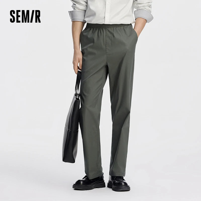 Semir Men Pants Comfortable Solid Straight Work Commute 2026 Autumn Casual Style Easy Care Long Trousers Daily Wear