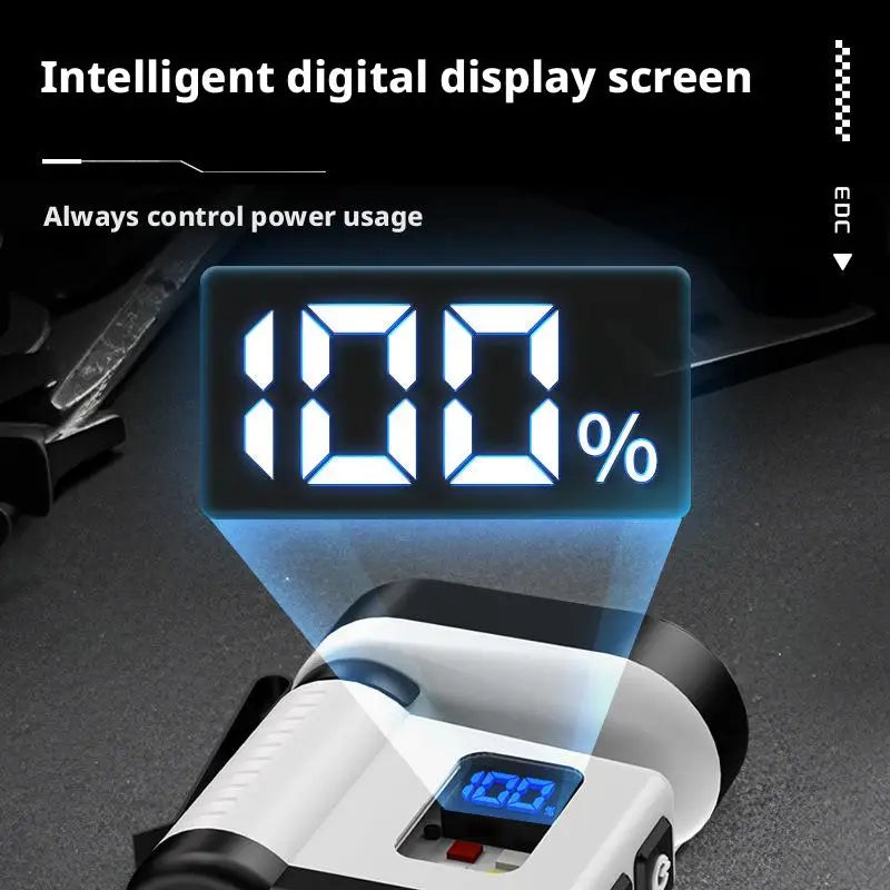 ពិលតូច 10LED ជាមួយ USB សាកថ្ម អេក្រង់ឌីជីថល សញ្ញាព្រមានពណ៌ក្រហម/ខៀវ ភ្លើងការងារម៉ាញេទិកចល័តសម្រាប់ប្រើប្រាស់ក្រៅផ្ទះ