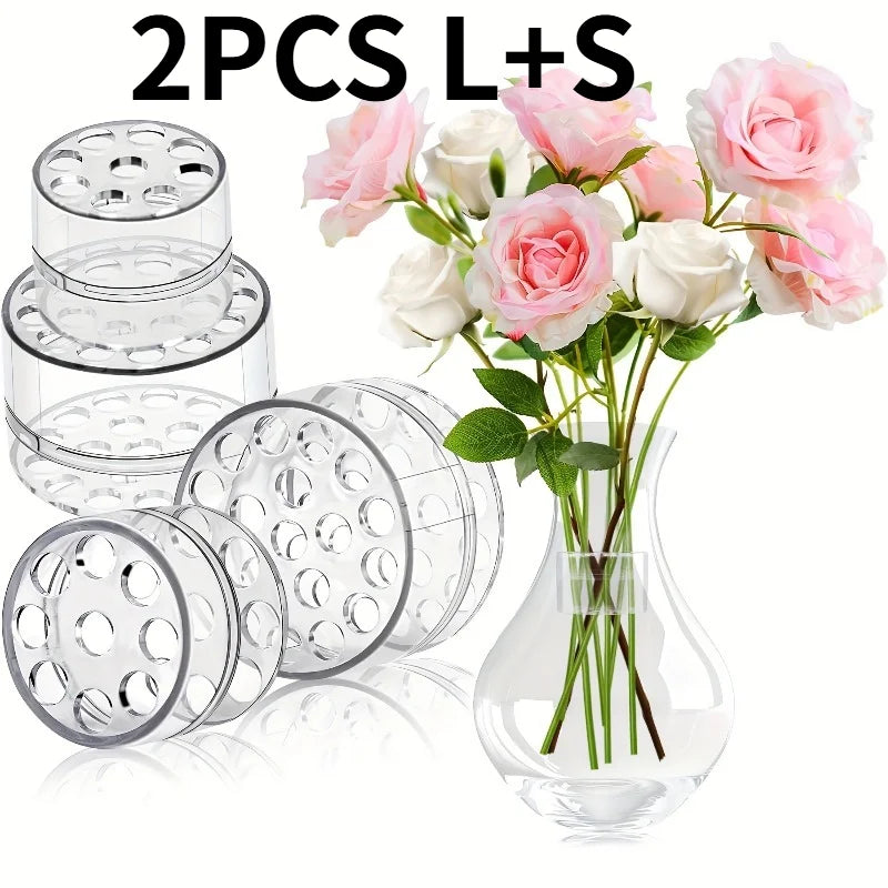 2pcs Spiral Flower Stem Holders, Transparent Plastic Flower Arrangement Holder Compatible with Large and Small Flower Stems.