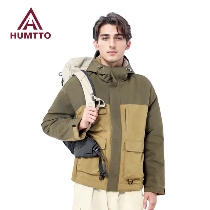 HUMTTO Outdoor Cotton Windbreaker Coats Warm Camping Hiking Jackets Autumn Winter Men's Jacket Waterproof Sports Hunting Jacket
