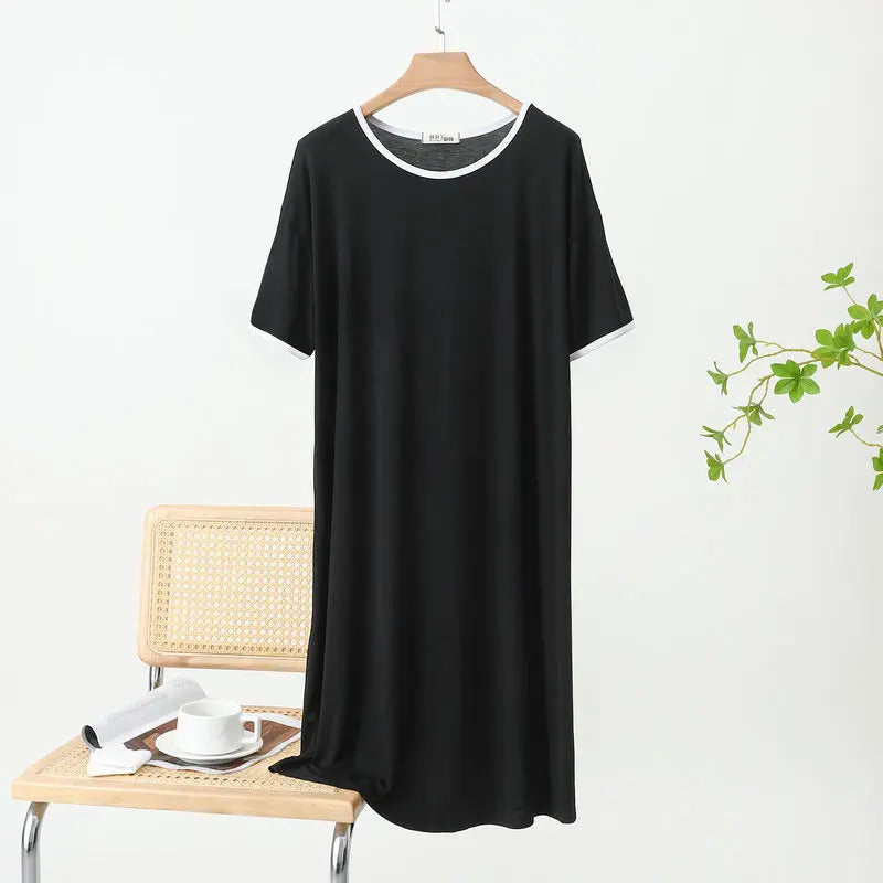 Short Sleeve Modal Sleepwear Dress Women Casual Summer Nightgowns Loose Ladies Night Wear Shirt Homewear Sleep Clothes