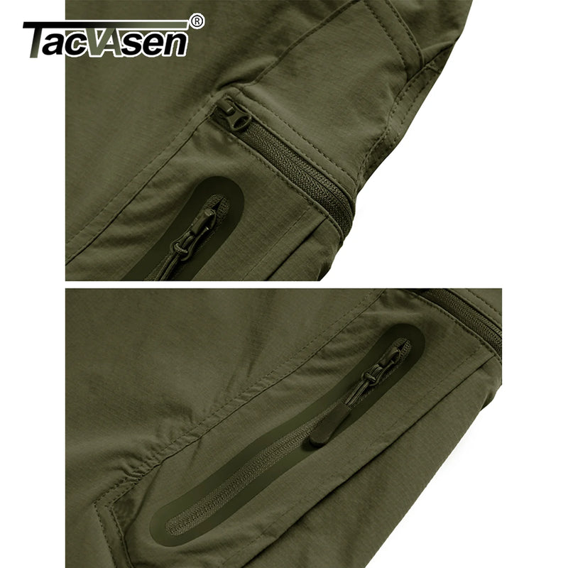 TACVASEN Lightweight Hiking Work Trousers Mens Fishing Pants Outdoor Nylon Quick Dry Pockets Cargo Pants Casual Work Trousers
