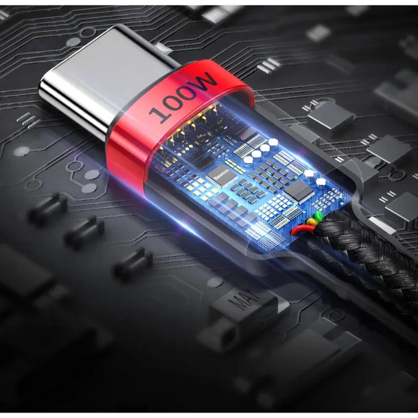 ខ្សែសាកទិន្នន័យ BASEUS PD100W សម្រាប់ iPhone 15 ក្បាលពីរ ប្រភេទ C ដល់ C 65W សាកលឿនសម្រាប់ Huawei Xiaomi Apple