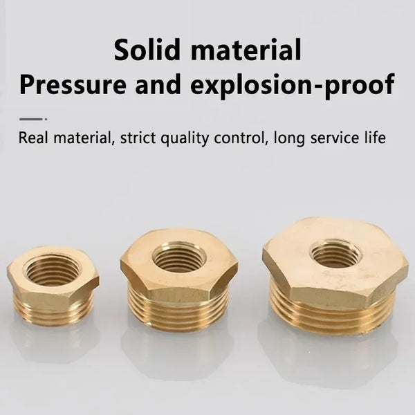 ឧបករណ៍ភ្ជាប់បំពង់ស្ពាន់ Hex Bushing សម្រាប់កាត់បន្ថយសម្ពាធ F ដល់ M មានខ្សែ 1/8 1/4 3/8 1/2 3/4 ឧបករណ៍ភ្ជាប់អាដាប់ទ័រឧស្ម័នទឹកស្ពាន់