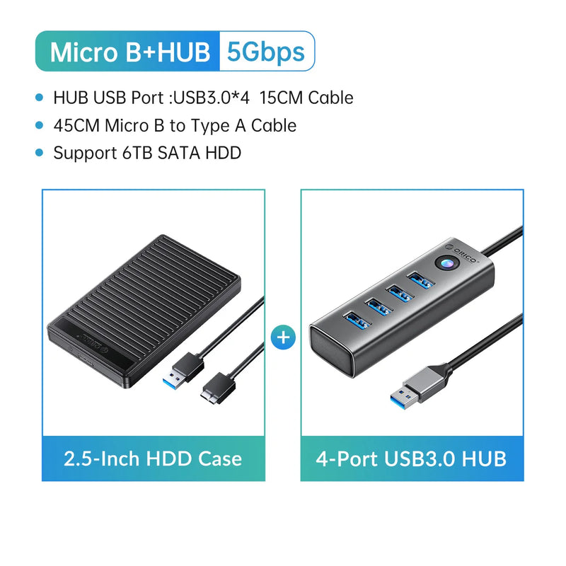 ORICO Member 4-Port USB 3.0 HUB Aluminum Alloy Plug And Play Mini Socket hub/USB Splitter 4 Ports 5Gbps High-Speed Transmission