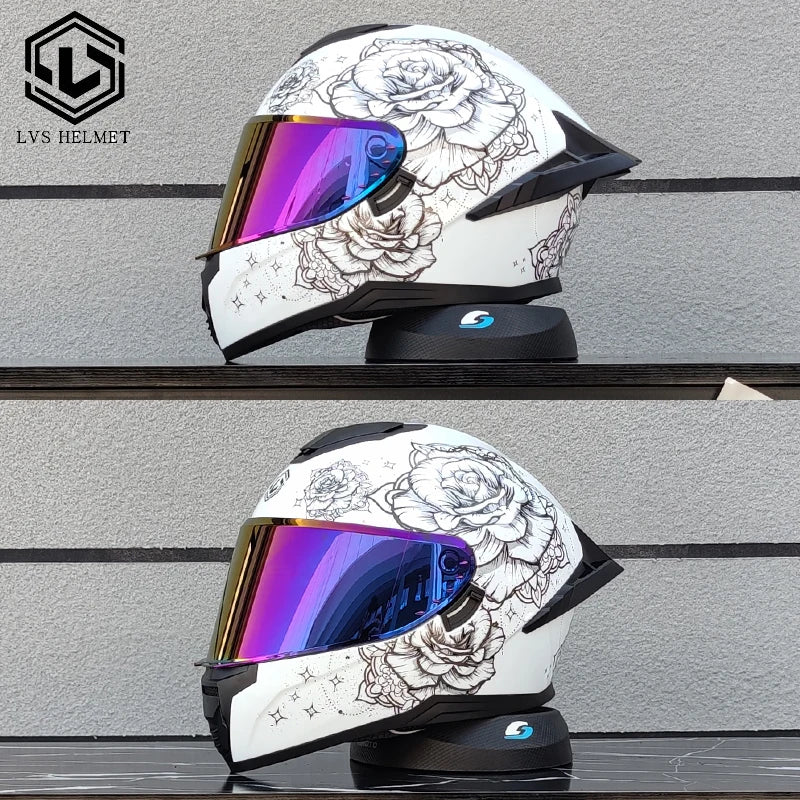 Motorcycle helmet, men's and women's dual mirror full face helmet, motorcycle sports car, all season full face helmet LVS-703