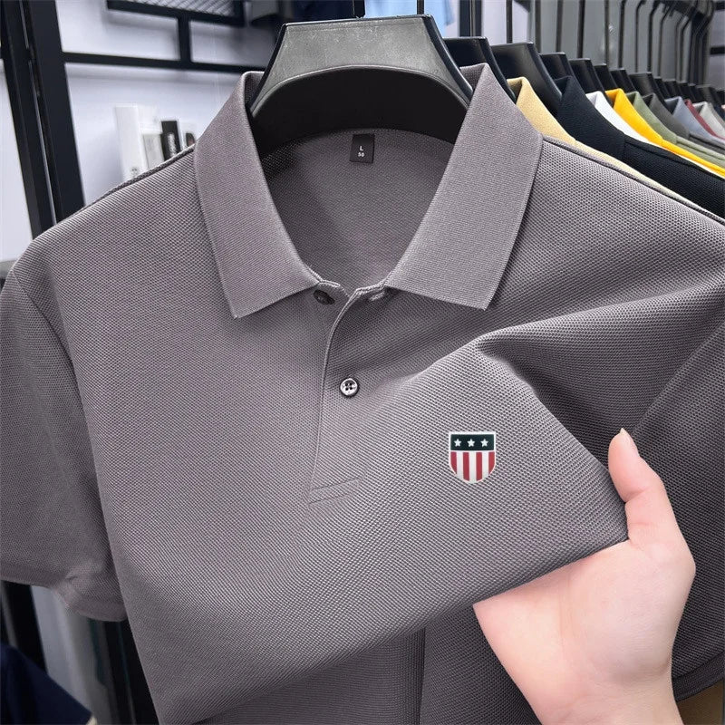 High-End Luxury Man T-Shirt Polo Shirt Lapel Button Pattern Printing Various Colors British Style Summer Leisure Golf Men's Wear