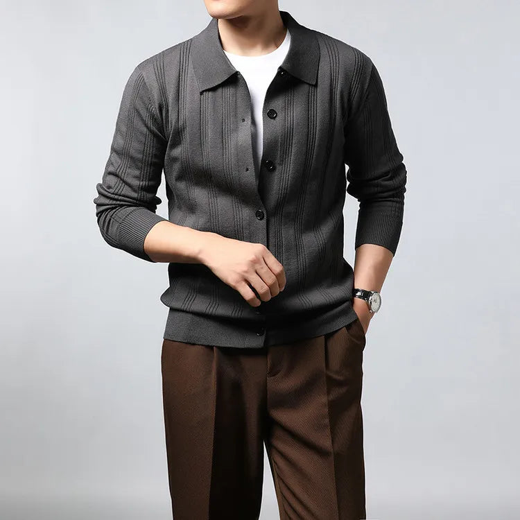 Men's Lightweight Knitted Cardigan – Breathable Business Casual Open Front Sweater, Soft Everyday Essential