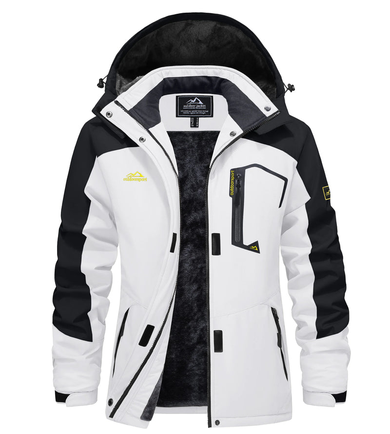 TACVASEN Women Winter Waterproof Ski Parka Jacket Thermal Fleece Windproof Casual Work Jacket Padded Snow Down Coat With Pockets