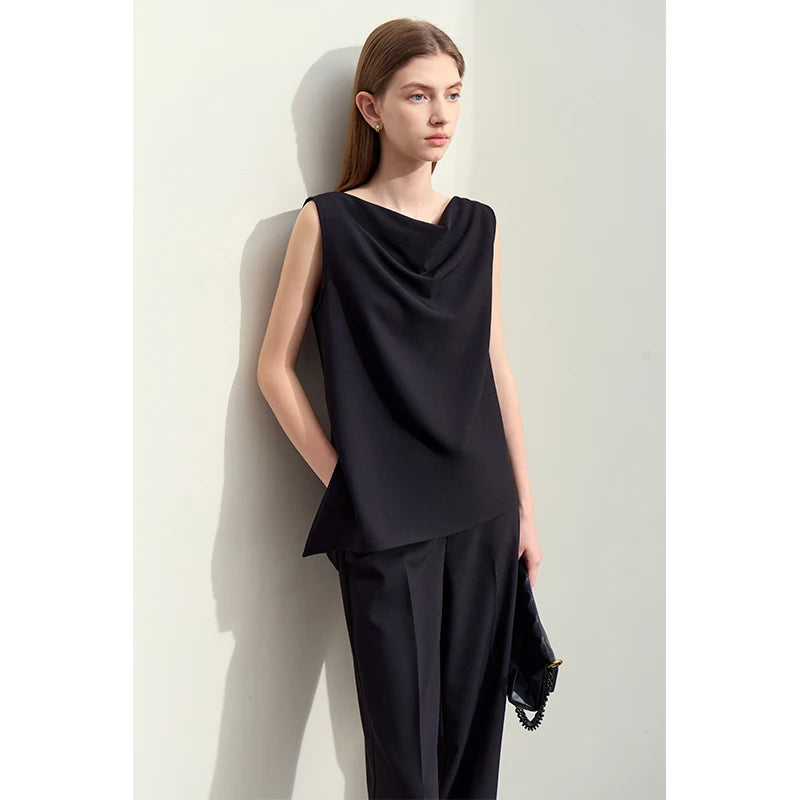 ខោ Amii Minimalism រដូវក្តៅឆ្នាំ ២០២៥ អាវកាក់កអាវថ្មីសម្រាប់ស្ត្រីធ្វើដំណើរទៅធ្វើការ ខោធម្មតាសម្រាប់ស្ត្រីដាច់ដោយឡែកពីគ្នា 12452086
