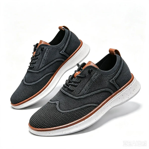 Men's Knit Wingtip Oxford Shoes Breathable Fly Woven Brogue Dress Sneakers Lightweight Platform Casual Business Walking Shoes