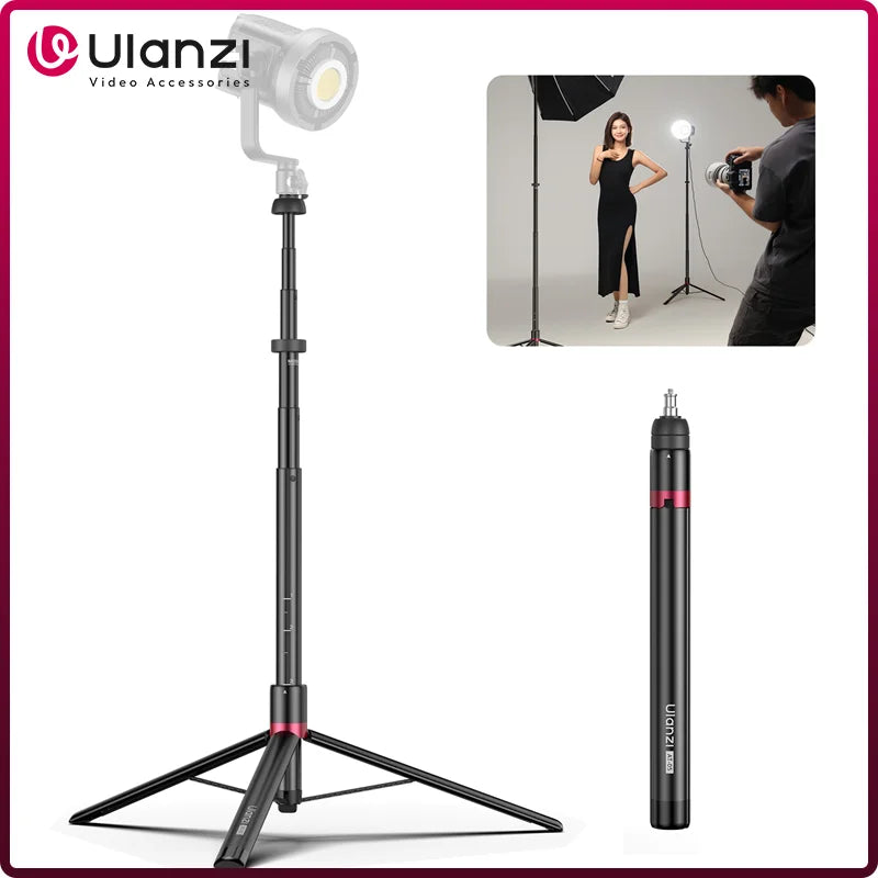 ជើងទ្រភ្លើង Ulanzi AT-05 2M សម្រាប់កាមេរ៉ាភ្លើងបន្ទះ 40W Pro 120W 200W ជាមួយវីស 1/4" សម្រាប់ឧបករណ៍ស្ទូឌីយោថតរូប