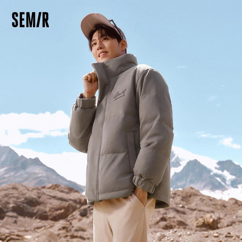 Semir Thick Warm Down Coat Stand Collar Men 2025 Winter Embroidered Sporty Casual Couple Fashion Stylish Outdoor Jacket