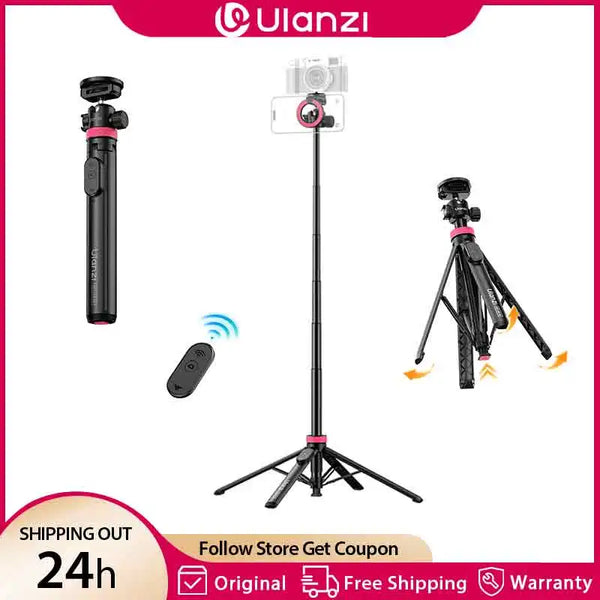 ជើងទម្រកាមេរ៉ា Ulanzi MT-44M ទំហំ 1.49 ម៉ែត្រ Magsafe Tripod សម្រាប់ iPhone Android ស្មាតហ្វូនកាមេរ៉ា DSLR Selfie Stick ជាមួយក្បាលបាល់ 360° សម្រាប់ Vlog Live