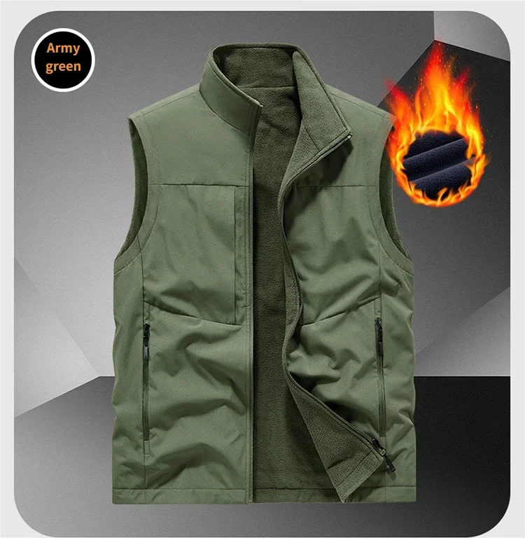 Multi-pocket outdoor suit vest coat custom logo10 Colors Casual vest winter warm sleeveless vest jacket 2025 Autumn/Winter