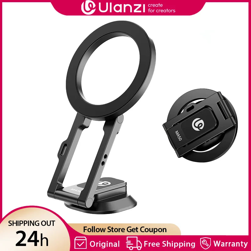 ជើងទ្រទូរស័ព្ទម៉ាញេទិក Ulanzi MA50 Uka ដែលអាចបត់បានសម្រាប់ Iphone 16 15 14 13 ជើងទ្រ Tripod ម៉ោនទូរស័ព្ទ Magsafe ម៉ោន 270° វីស 1/4 អាចលៃតម្រូវបាន