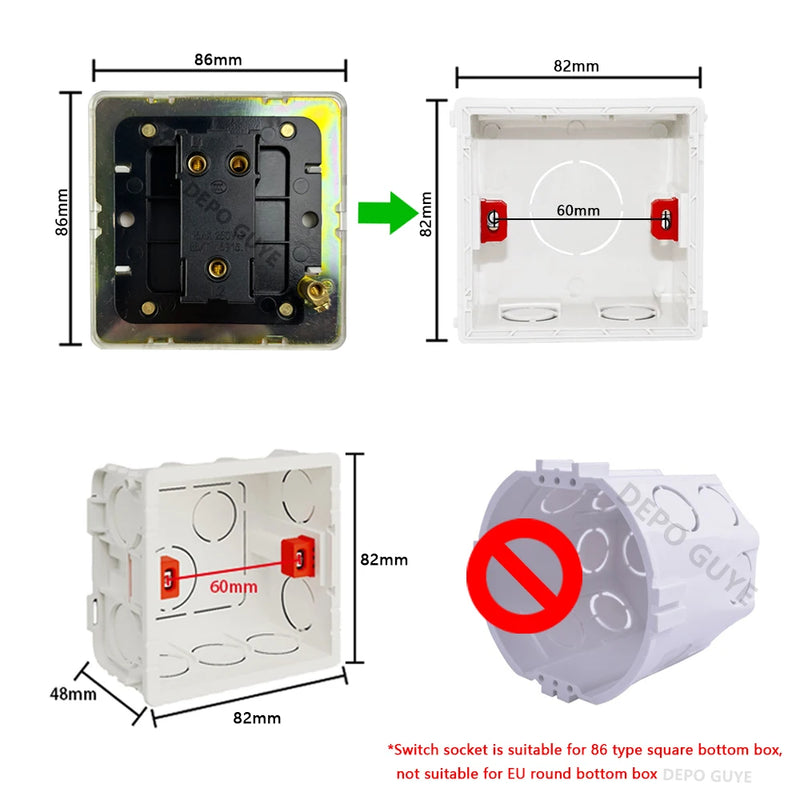 Retro Brass Lever Switch 1-4 Gang 2 Way Toggle Switch Panel Black EU RU FR Electrical Sockets And Switches USB Type-c Cat6 Rj45