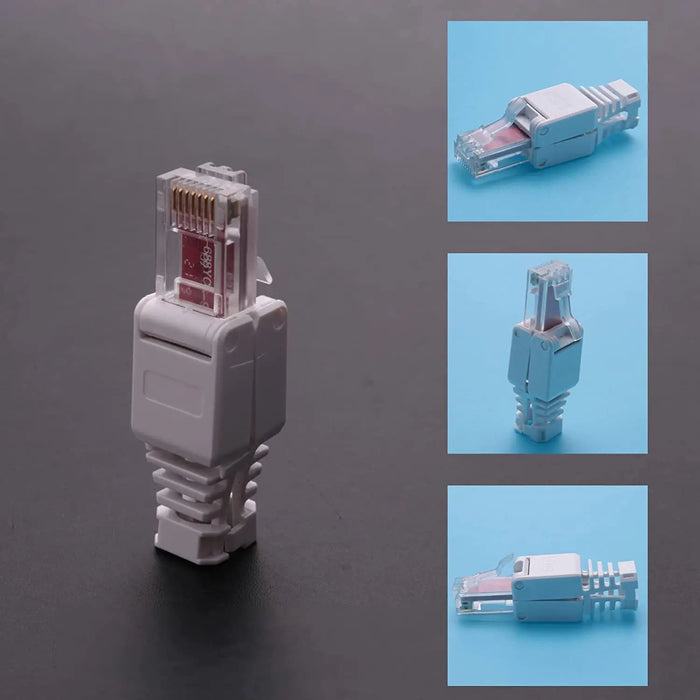 ZoeRax 1PCS Tool Free RJ45 Connector for UTP CAT6A/CAT6/CAT5E, No Crimper Internet RJ 45 for 23awg-26awg, Toolless LAN Cord Ends