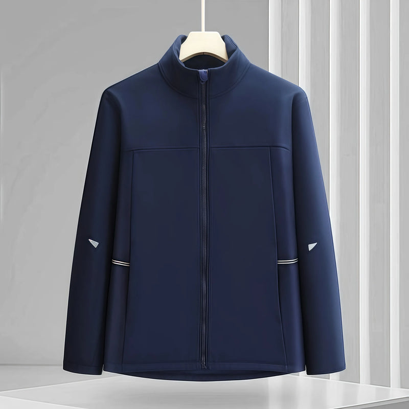 2026 New Autumn loose soft-shell business stand-up collar single-layer one-piece windbreaker for men and women waterproof