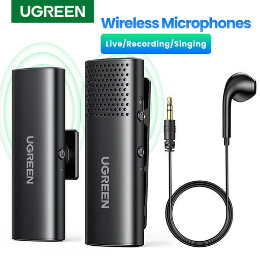 UGREEN Wireless Microphone Lavalier Omni Condenser Mic Noise Reduction Bluetooth Mic for Camera Video Recording Live Stream Vlog