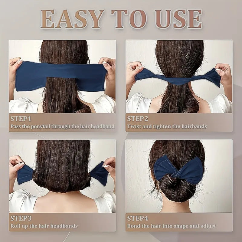 4pcs Lazy Bun Maker for Women,Hair Styling Tool,Rotating Headband,French-Style Vintage Lightweight Hair Roller hair accessories