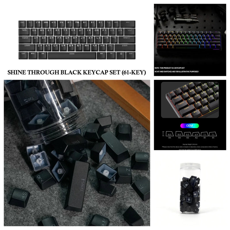 Akko Russian Keycap Set ASA/OEM/Cherry Profile 61 68 84 88 108 Keys Canned PBT Double Shot Mechanical Keyboard Cyrillic Keycaps