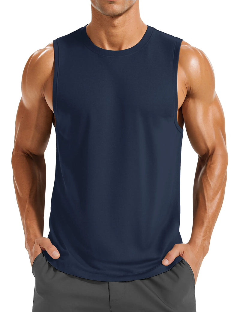 TACVASEN Summer Dry Fit Muscle Tank Tops Mens Workout Sleeveless Cut off Shirts Gym Fitness Bodybuilding Vest Athletic Tank Tops