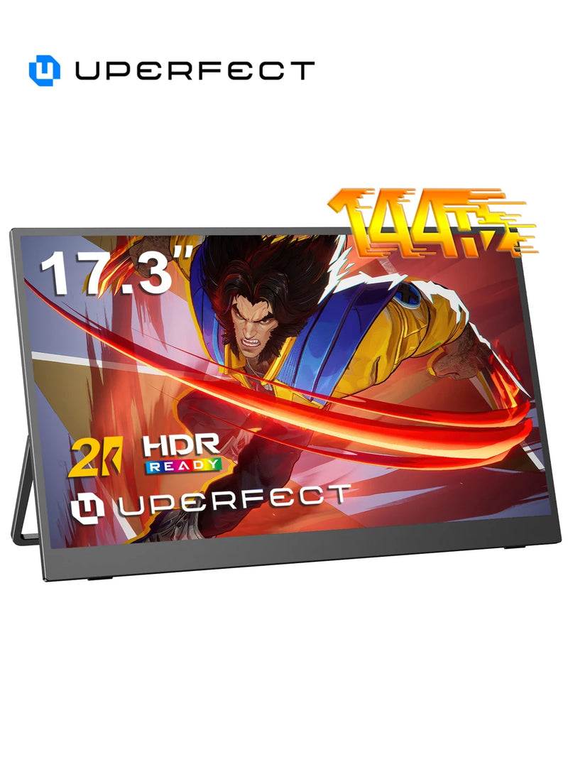 UPERFECT Portable Monitor 17.3 inch 144HZ Refresh Rate 2K Display 105.70% SRGB With Stand Ultra-Slim IPS Screen HDMI And USB-C