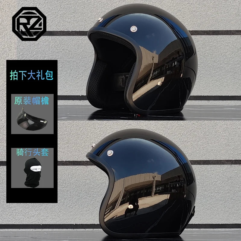 ORZ motorcycle retro helmet 3/4 motorcycle half helmet suitable for both men and women, lightweight small helmet body capacete