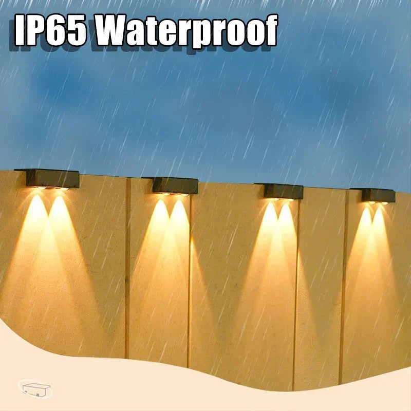 Wireless LED Solar Wall Lamp IP65 Waterproof Solar Step Light Garden Fence Stairs Deco Square Outdoor Atmosphere Lighting
