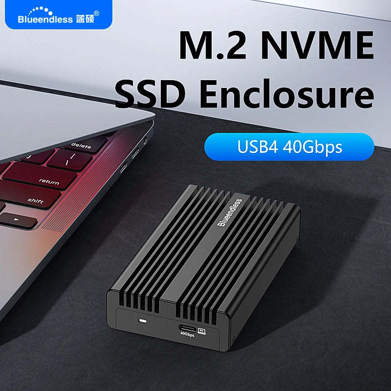 ស្រោមខាងក្រៅអាលុយមីញ៉ូម Blueendless 40Gbps NVMe SSD USB4.0 PCIe3.0x4 M.2 PCIe SSD ឆបគ្នាជាមួយ Thunderbolt 3/4
