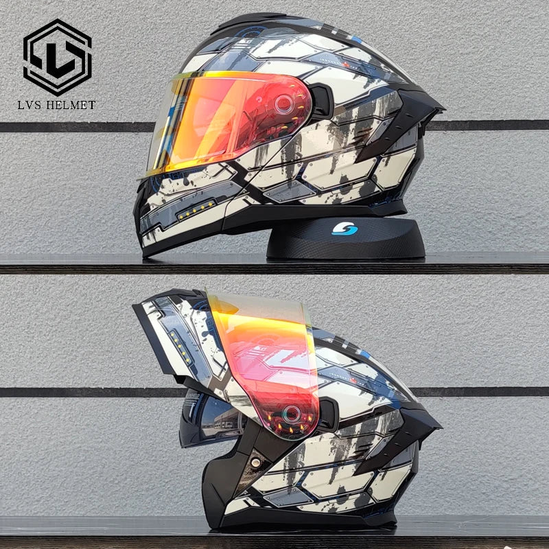 2025 latest motorcycle helmet modular flip helmet casque moto semi full duplex helmet suitable for both men and women LVS-909