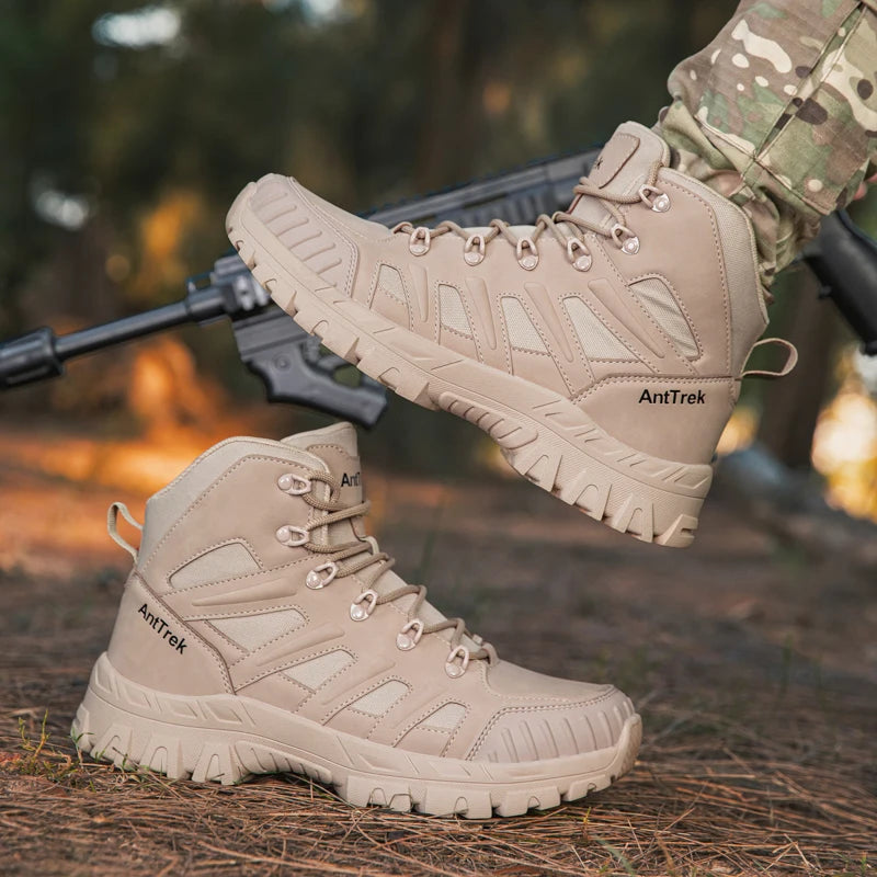 Men's field training boots four seasons new anti-slip comfort breathable lightweight wear-resistant outdoor hiking walking boots