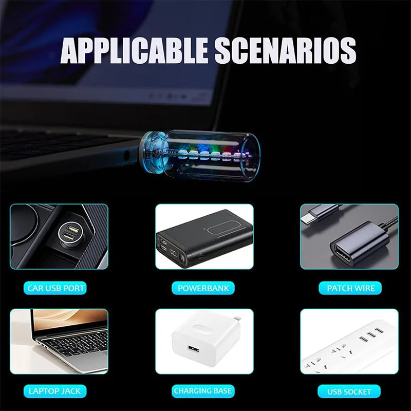 USB Car Interior LED Ambient Light Touch Control Mood Lamp with 7 Color Modes Dimmable LED Night Lights for Car Camping Party