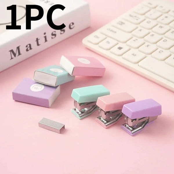 1PC Mini Stapler for Paper File Metal Stapler Set with 500pcs 10# Staples Cute Stationerys Kits School Office Binding Supplies