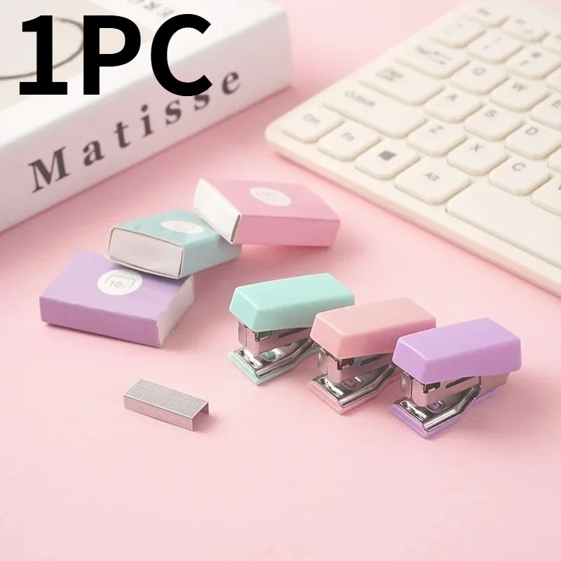 1PC Mini Stapler for Paper File Metal Stapler Set with 500pcs 10# Staples Cute Stationerys Kits School Office Binding Supplies