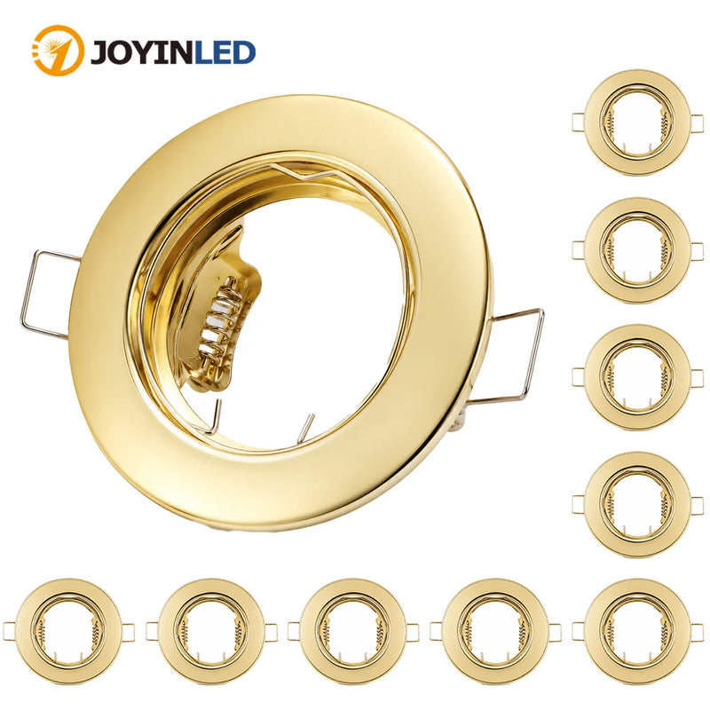 ស៊ុមភ្លើងបំភ្លឺ JOYINLED ពណ៌មាស GU10 MR16 1/10 ដុំ សម្រាប់ដាក់ភ្លើងពិដាន រាងជារង្វង់ កាត់ចេញទំហំ 60mm