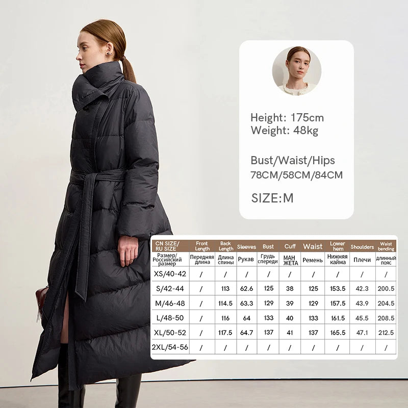 Amii Down Coats 2026 Winter New Office Lady With Belt Warm Versatile Outerwear Solid Loose Down Jacket Women Long Top 12524055