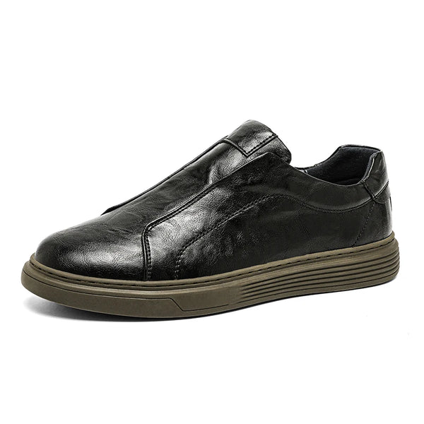 Spring Autumn Mens Fashion Pure White Shoes Men Leather Casual Shoes Slip On Comfortable Flat Shoes Big Size 46 47