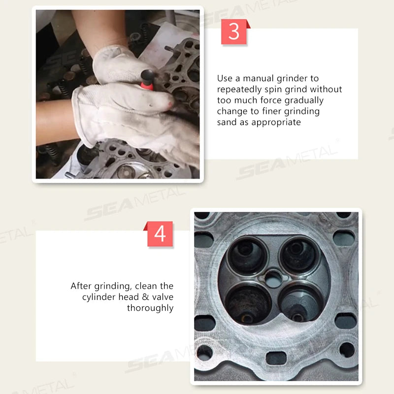 SEAMETAL 2pcs Manual Valve Lapping Grinding Sticks Grips Cylinder Engine Valve Grinding Tools + Suction Cup for Car Motorcycles