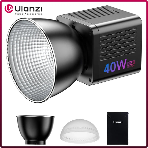 ភ្លើងវីដេអូ Ulanzi L024 40W RGB ពណ៌ពេញ COB ភ្លើងវីដេអូ Mini Bowens Mount COB 2500-6500K 3400mAh LED ភ្លើងវីដេអូសម្រាប់ការថតរូប
