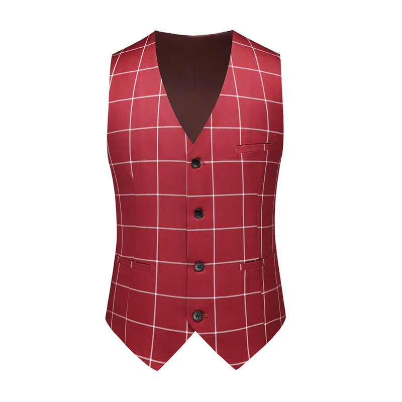 2026 New Men's Business Casual Sleeveless Vest Coat, Black and White Plaid Vests - Asian Size Slim-Fit Waistcoat. New 2026