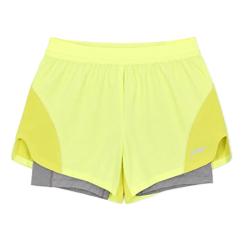 ខោរត់ Li-Ning សម្រាប់នារី 2 ក្នុង 1 ស្ងួត 88% Polyester 12% Elastane ខោធម្មតា មានខ្យល់ចេញចូលបានល្អ AKSW330